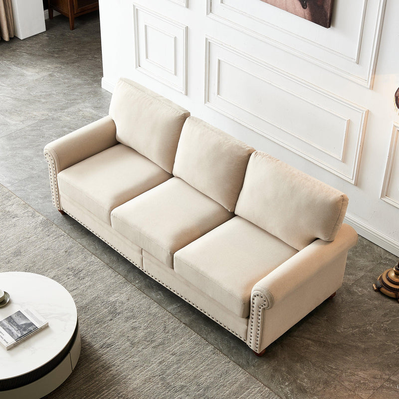 Linen Fabric Upholstery withStorage Sofa (Beige) - Urban Living Furniture (Los Angeles, CA)