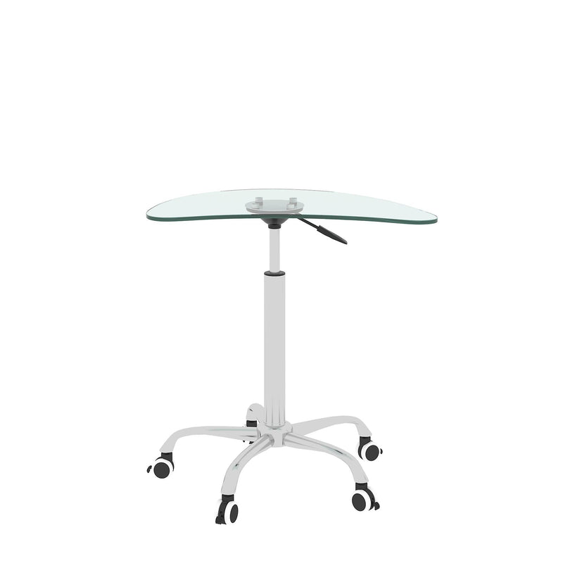 Adjustable Height Transparent Tempered Glass Table Desk Table with Lockable Wheels(Adjustable Range 24.2 "~32.7 ") - Urban Living Furniture (Los Angeles, CA)