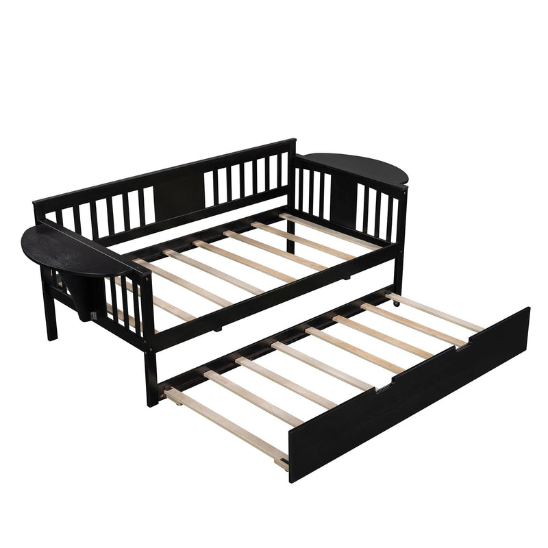 Twin Wooden Daybed with Trundle Bed  , Sofa Bed for Bedroom Living Room, Espresso - Urban Living Furniture (Los Angeles, CA)