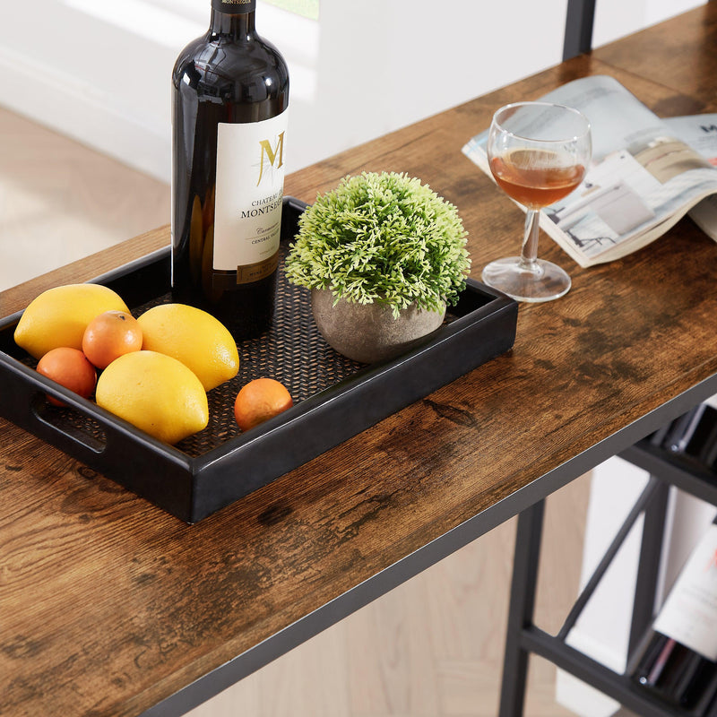 Bar table and stool set with 2 bar stools, with bottle holder, glass holder and side organizer, multifunctional high bar table with space for 8 bottles and 9 glasses. - Urban Living Furniture (Los Angeles, CA)