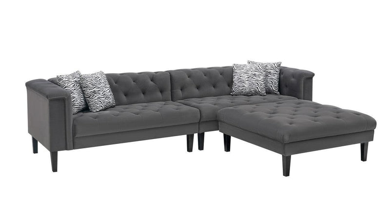 Mary Dark Gray Velvet Tufted Sofa Ottoman Living Room Set With 4 Accent Pillows - Urban Living Furniture (Los Angeles, CA)