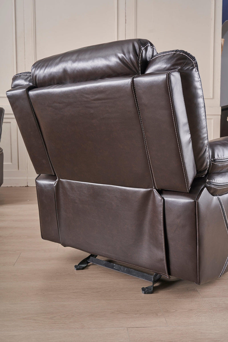 Reclining upholstered manual puller in faux leather, Brown 38.58*38.58*40.16 - Urban Living Furniture (Los Angeles, CA)