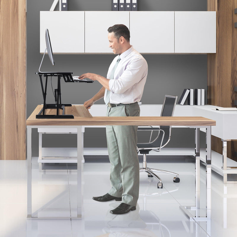 Atlantic Height Adjustable Large Standing Desk Converter, Black - Gas Spring, Desktop Riser - Urban Living Furniture (Los Angeles, CA)