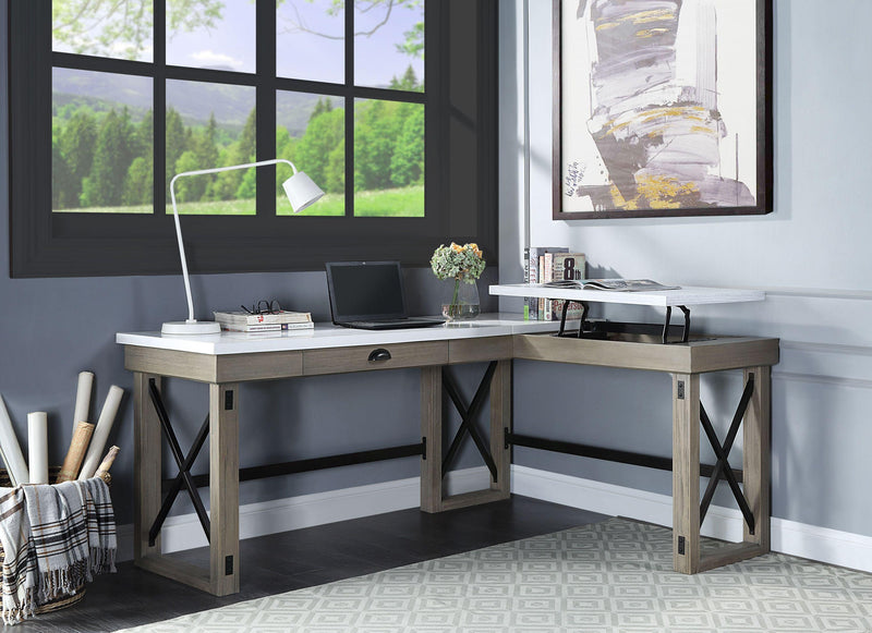 ACME Talmar Writing Desk w/Lift Top in Marble Top & Rustic Oak Finish OF00055 - Urban Living Furniture (Los Angeles, CA)