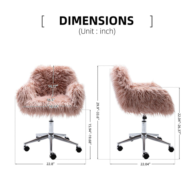 Modern Faux fur home  office chair, fluffy chair for girls, makeup vanity Chair - Urban Living Furniture (Los Angeles, CA)