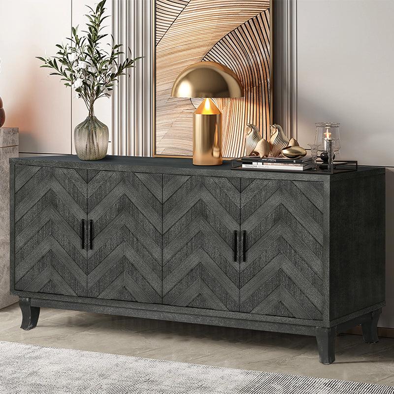 AccentStorage  4 Door Wooden Cabinets,Antique Dark Grey Colour  Wood Cabinet Vintage Style Sideboard for Living Room Dining Room Bedroom - Urban Living Furniture (Los Angeles, CA)