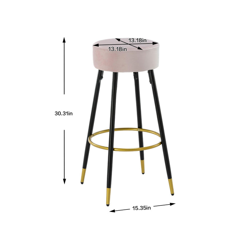 Counter Height Bar Stools Set of 2, Velvet Kitchen Stools Upholstered Dining Chair Stools 24 Inches Height with Golden Footrest for Kitchen Island Coffee Shop Bar Home Balcony, - Urban Living Furniture (Los Angeles, CA)