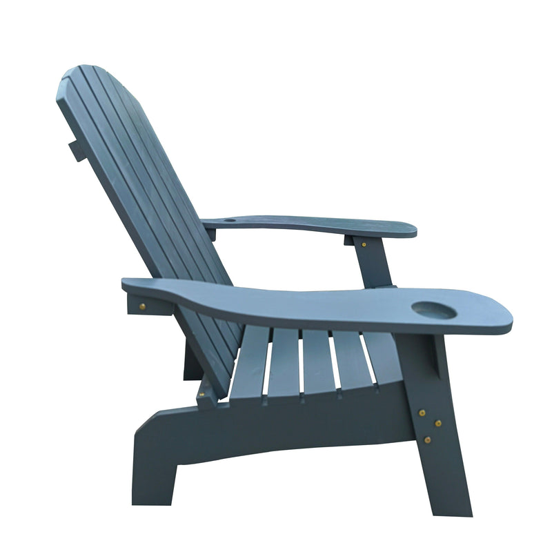 Outdoor or indoor Wood  Adirondack chair with an hole to hold umbrella on the arm ,Gray - Urban Living Furniture (Los Angeles, CA)