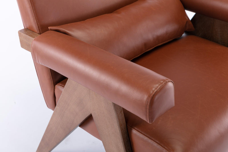 Accent chair, KD rubber wood legs with Walnut finish. PU leather cover the seat. With a cushion.Brown - Urban Living Furniture (Los Angeles, CA)