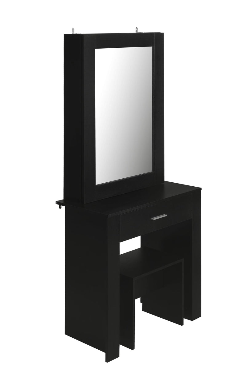 Vanity Desk with Mirror & Stool, Black Makeup Table withStorage Shelves & Drawer, Vanity Set for Girls Women - Urban Living Furniture (Los Angeles, CA)