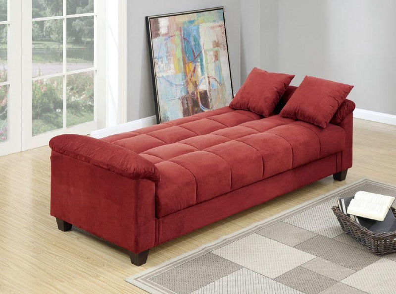 Contemporary Living Room Adjustable Sofa Red Color Microfiber PlushStorage Couch 1pc Futon Sofa w Pillows - Urban Living Furniture (Los Angeles, CA)