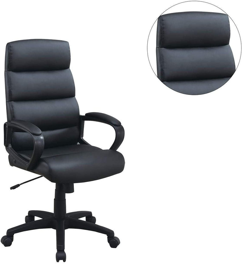 Black Faux leather Cushioned Upholstered 1pc Office Chair Adjustable Height Desk Chair Relax - Urban Living Furniture (Los Angeles, CA)