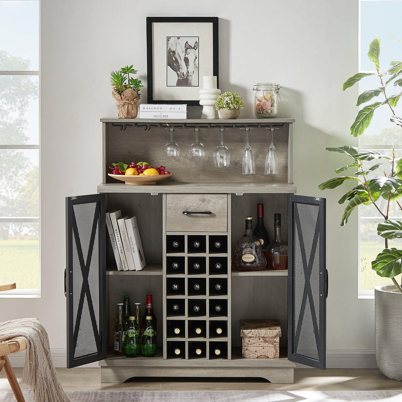 Wine cabinet （Grey，35.41’’W*13.39’’D*47.44’’H） - Urban Living Furniture (Los Angeles, CA)