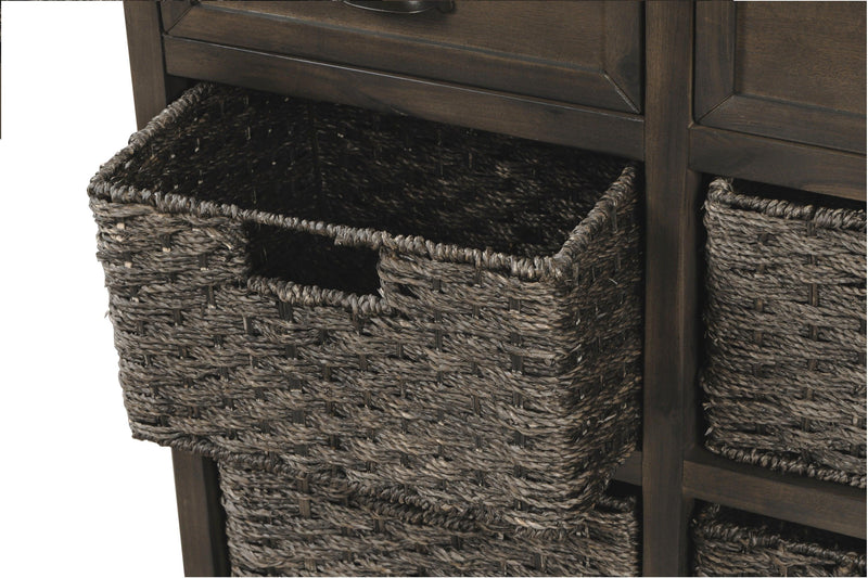 RusticStorage Cabinet with Two Drawers and Four  Classic Rattan Basket for Dining Room/Living Room (Brown Gray) - Urban Living Furniture (Los Angeles, CA)