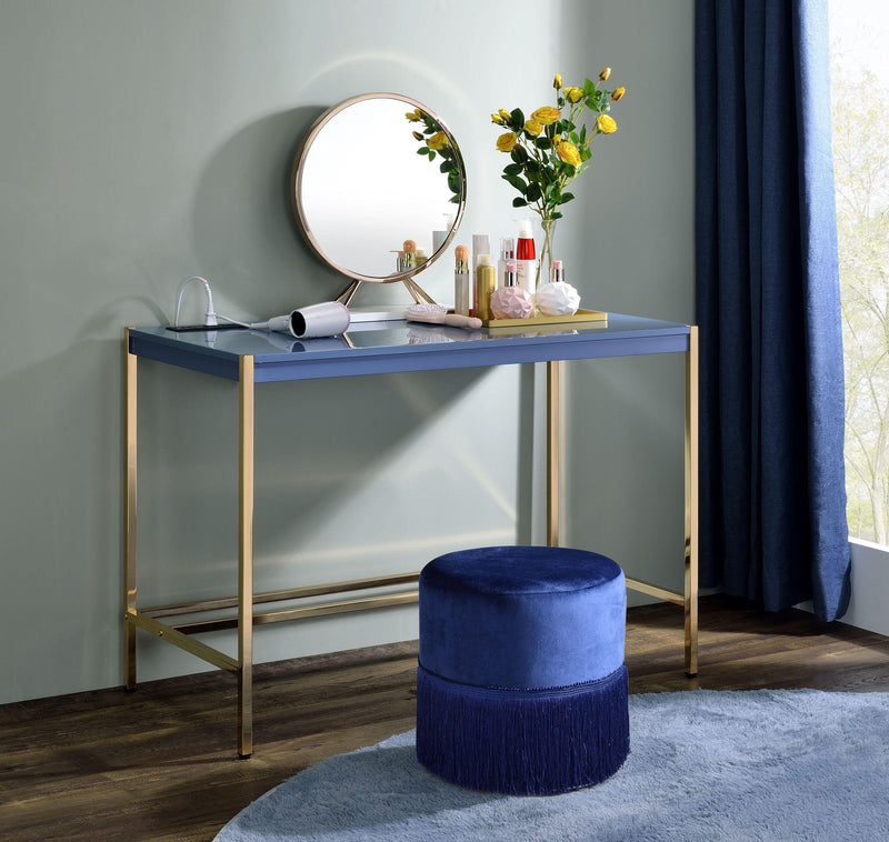 ACME Midriaks Writing Desk w/USB Port in Navy Blue & Gold Finish OF00022 - Urban Living Furniture (Los Angeles, CA)