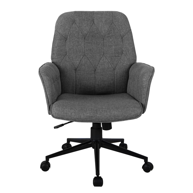 Techni MobiliModern Upholstered Tufted Office Chair with Arms, Grey