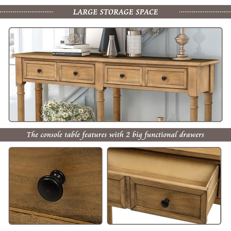 Console Table Sofa Table Easy Assembly with TwoStorage Drawers and Bottom Shelf for Living Room, Entryway (Old Pine) - Urban Living Furniture (Los Angeles, CA)