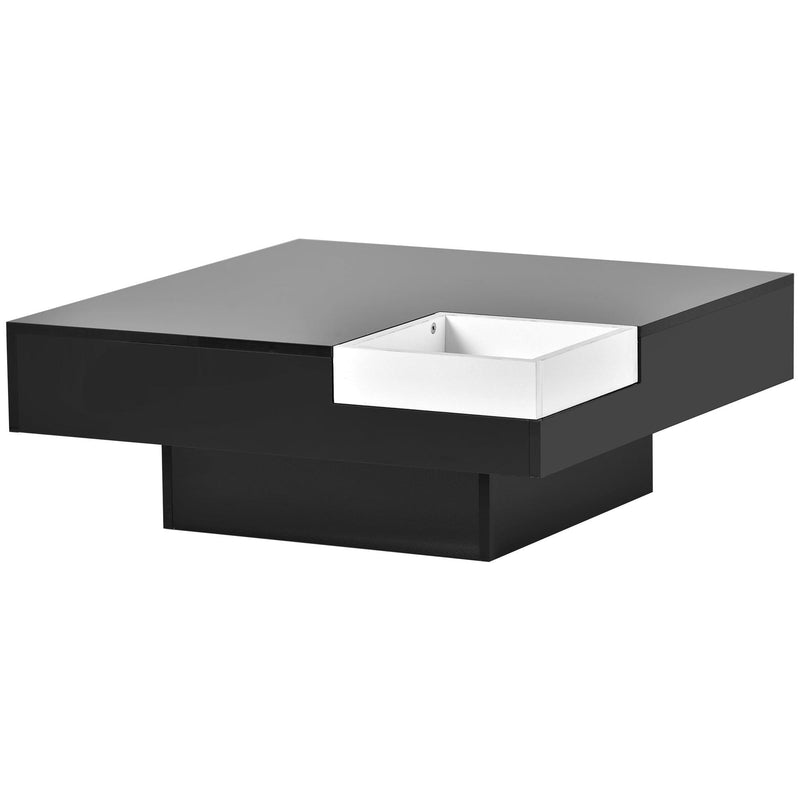 Modern Minimalist Design 31.5*31.5in Square Coffee Table with Detachable Tray and Plug-in 16-color LED Strip Lights Remote Control for Living Room - Urban Living Furniture (Los Angeles, CA)