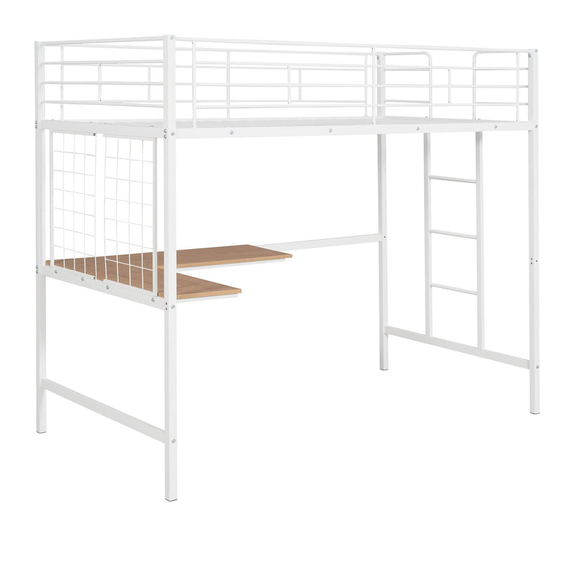 Twin Metal Loft Bed with Desk and Metal Grid,White - Urban Living Furniture (Los Angeles, CA)