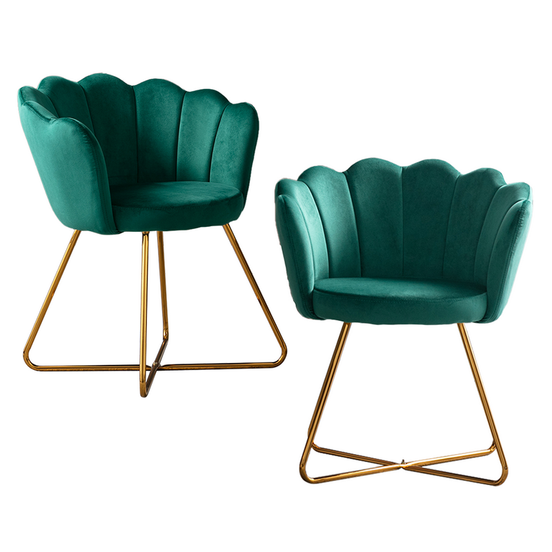 Zen Zone Velvet Accent/Conversation Lounge Chair With Iron Metal Gold Plated Legs, Suitable For Office, Lounge, Living Room, Set of 2, Green - Urban Living Furniture (Los Angeles, CA)