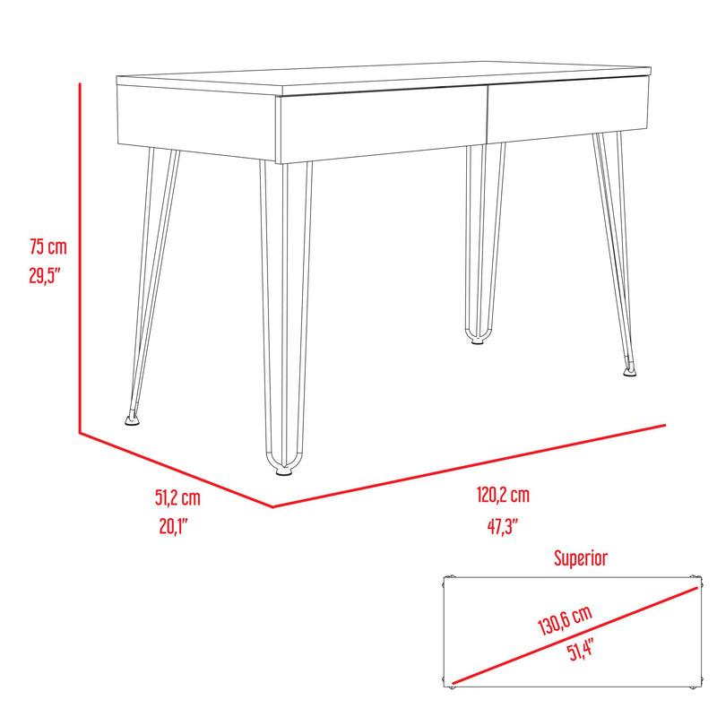 Canton 2-Drawer Writing Desk with Hairpin Legs Light Gray - Urban Living Furniture (Los Angeles, CA)