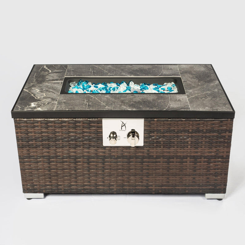 Outdoor Fire Table  Propane  Fire Pit Rattan gas fire table, gas fire table with tile tabletop