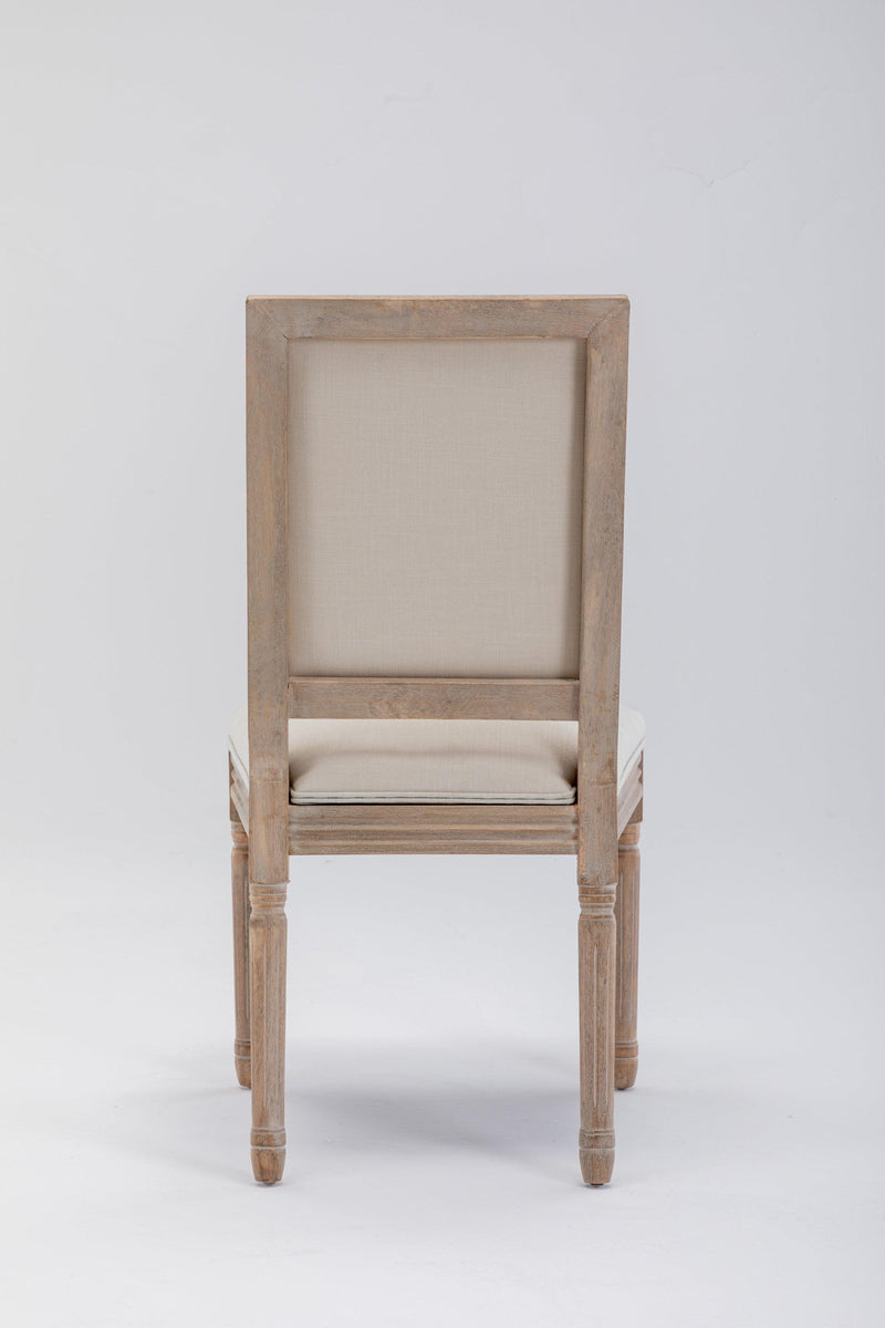 French Style Solid Wood Frame Linen Fabric Antique Painting Dining Chair ,Seat of 2,Cream - Urban Living Furniture (Los Angeles, CA)