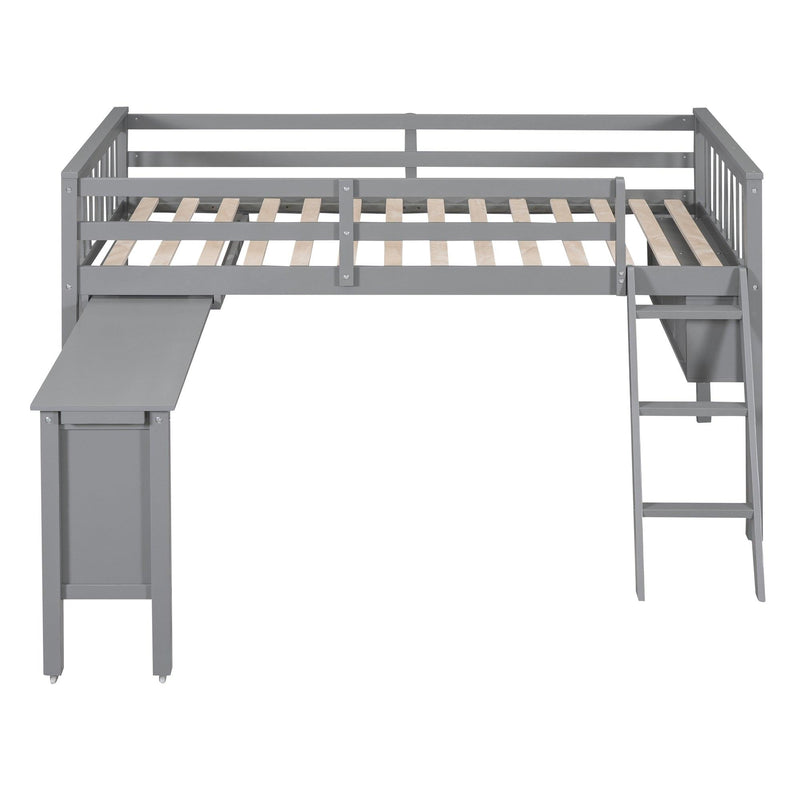 Twin Size Loft Bed With Removable Desk and Cabinet, Gray - Urban Living Furniture (Los Angeles, CA)