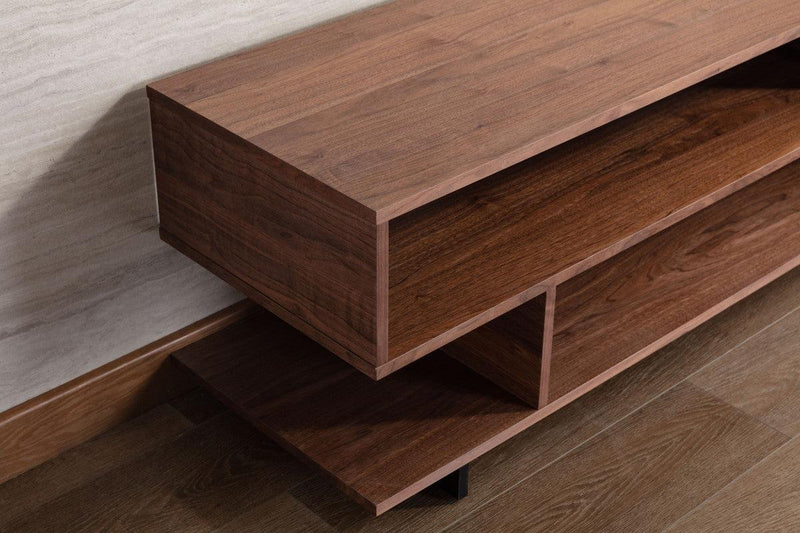 Iris Brown Walnut Finish TV Stand with 2 Levels of Shelves and Black Legs - Urban Living Furniture (Los Angeles, CA)