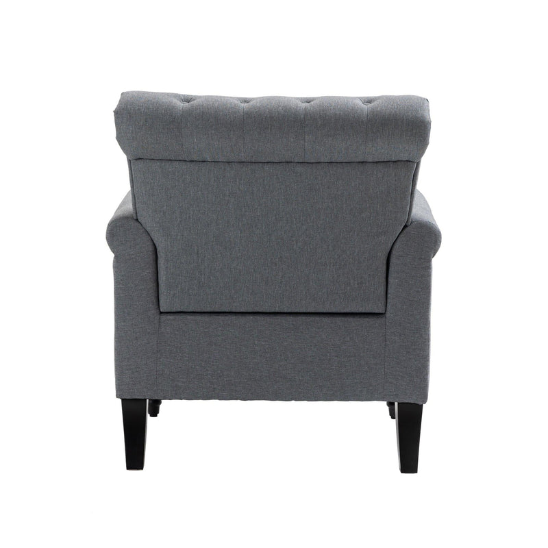 Mid-CenturyModern Accent Chair, Linen Armchair w/Tufted Back/Wood Legs, Upholstered Lounge Arm Chair Single Sofa for Living Room Bedroom, Gray - Urban Living Furniture (Los Angeles, CA)