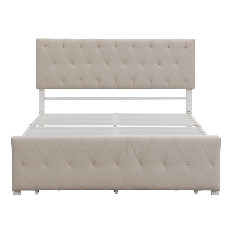 Full SizeStorage Bed Metal Platform Bed with a Big Drawer - Beige - Urban Living Furniture (Los Angeles, CA)