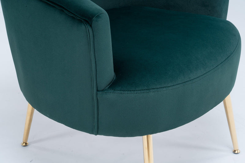 Velvet Accent Armchair Tub Barrel Chair With Gold Metal Legs,Dark Green - Urban Living Furniture (Los Angeles, CA)