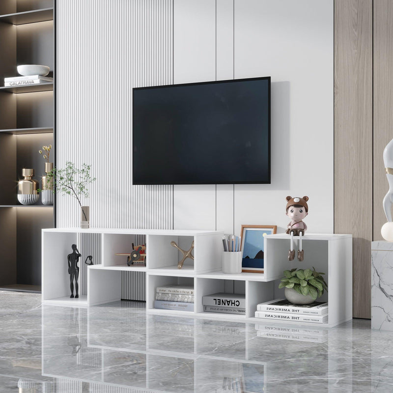 Double L-Shaped TV Stand，Display Shelf ，Bookcase for Home Furniture,White - Urban Living Furniture (Los Angeles, CA)