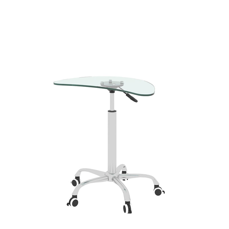 Adjustable Height Transparent Tempered Glass Table Desk Table with Lockable Wheels(Adjustable Range 24.2 "~32.7 ") - Urban Living Furniture (Los Angeles, CA)