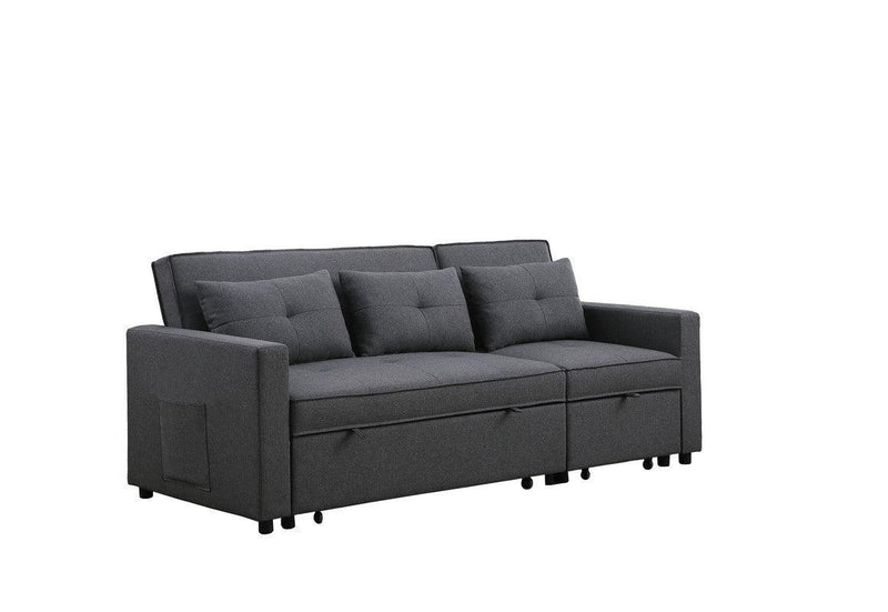 Zoey Dark Gray Linen Convertible Sleeper Sofa with Side Pocket - Urban Living Furniture (Los Angeles, CA)