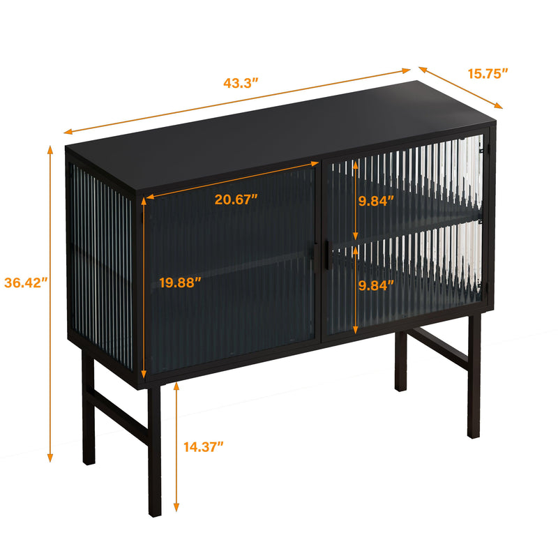 43.31"Glass DoorsModern  Two-door Cabinet with Featuring Two-tierStorage for Entryway Living Room Bathroom Dining Room - Urban Living Furniture (Los Angeles, CA)