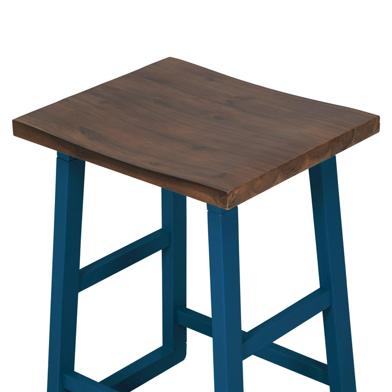 Rustic Counter Height 5-Piece Dining Set, Wood Console Table Set with 4 Stools for Small Places,Walnut+Blue - Urban Living Furniture (Los Angeles, CA)