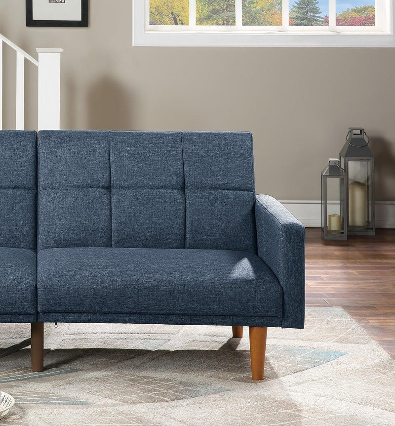 Transitional Look Living Room Sofa Couch Convertible Bed Navy Polyfiber 1pc Tufted Sofa Cushion Wooden Legs - Urban Living Furniture (Los Angeles, CA)