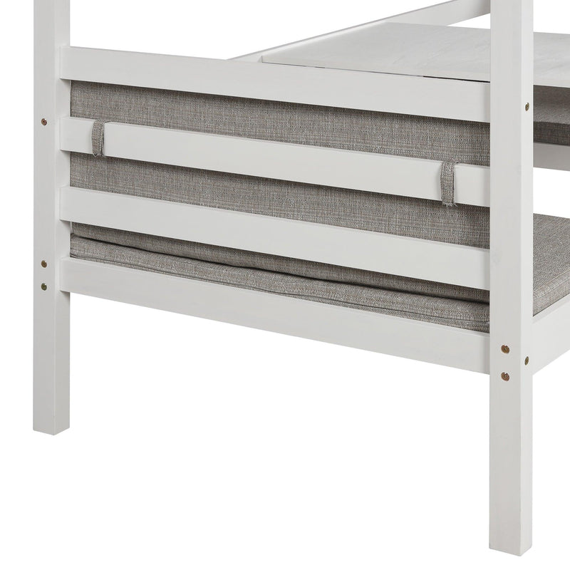 Functional Loft Bed (turn into upper bed and down desk，cushion sets are free),Twin Size,White - Urban Living Furniture (Los Angeles, CA)