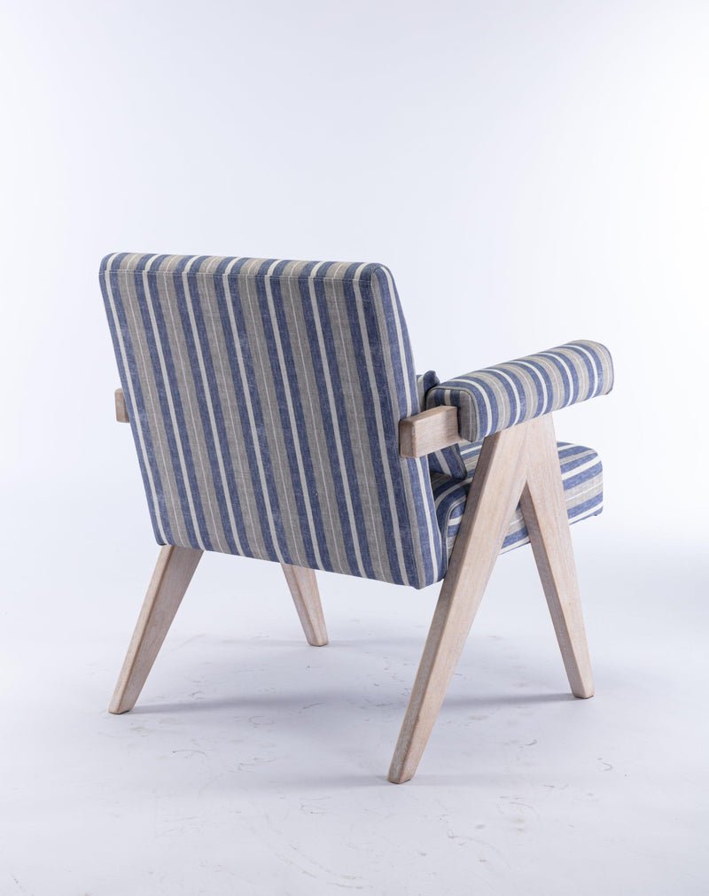 Accent chair, KD rubber wood legs with black finish. Fabric cover the seat. With a cushion.Blue Stripe - Urban Living Furniture (Los Angeles, CA)