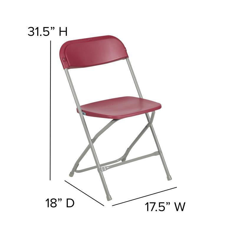 Hercules™ Series Plastic Folding Chair - Red - 650LB Weight Capacity Comfortable Event Chair - Lightweight Folding Chair -