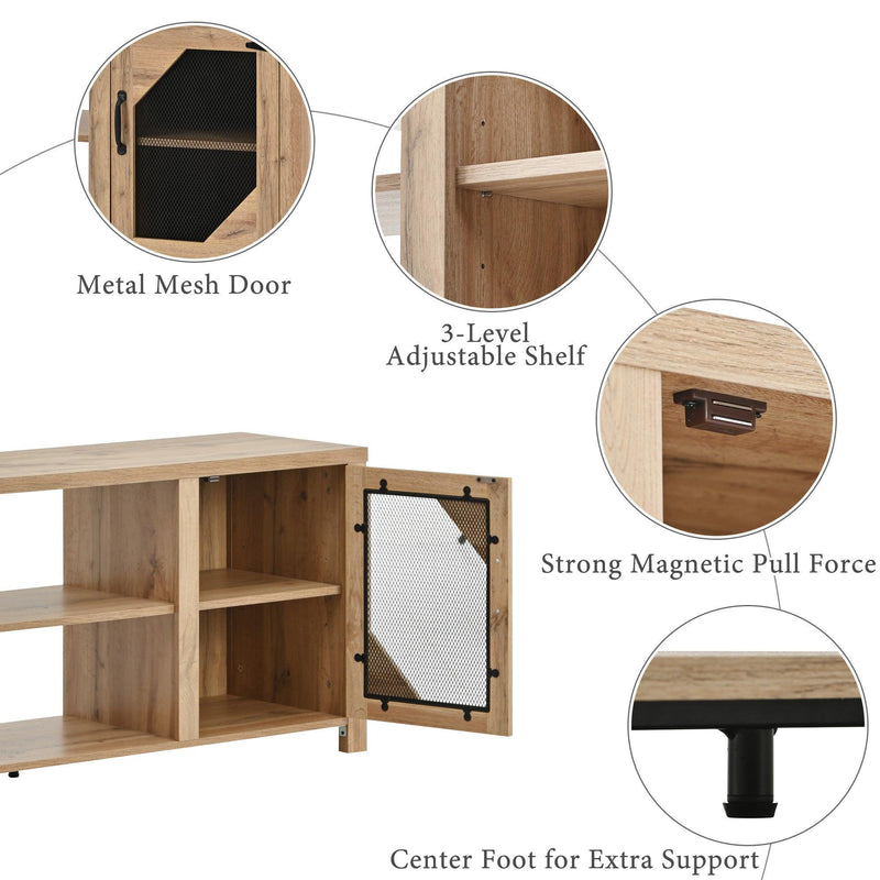 Modern TV Stand for 65” TV with LargeStorage Space, 3 Levels Adjustable shelves, Magnetic Cabinet Door, Entertainment Center for Living Room, Bedroom - Urban Living Furniture (Los Angeles, CA)