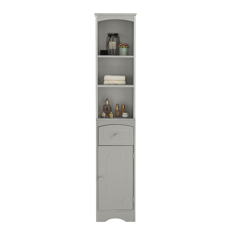 Tall Bathroom Cabinet, FreestandingStorage Cabinet with Drawer, MDF Board, Adjustable Shelf, Grey - Urban Living Furniture (Los Angeles, CA)