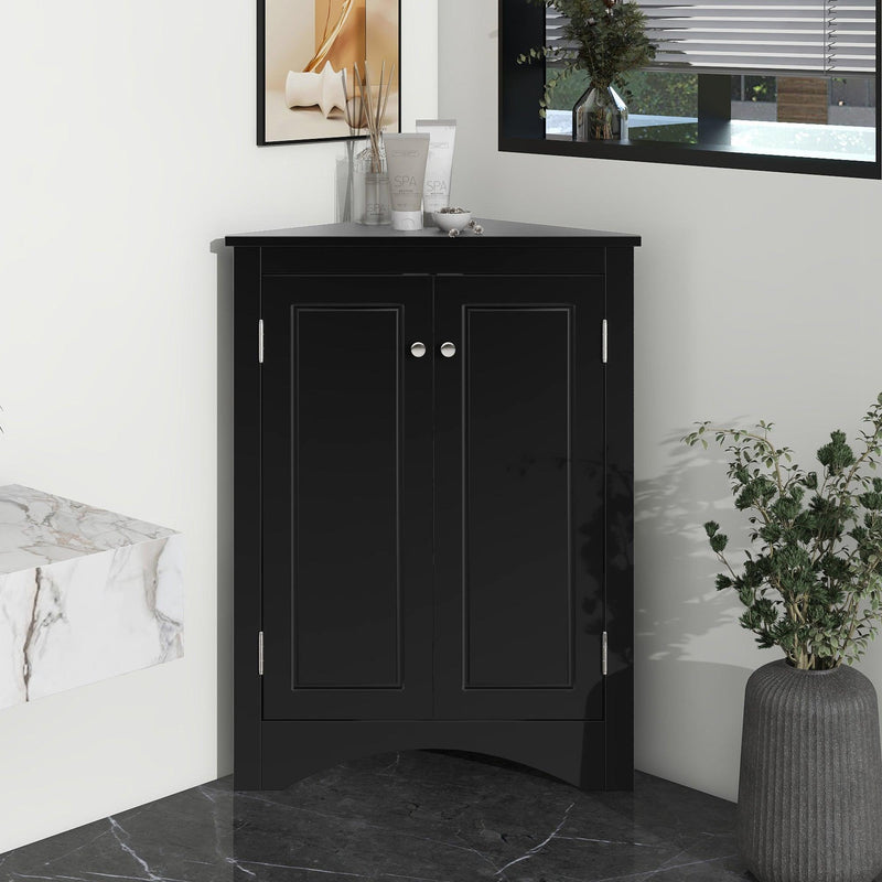 Black Triangle BathroomStorage Cabinet with Adjustable Shelves, Freestanding Floor Cabinet for Home Kitchen - Urban Living Furniture (Los Angeles, CA)