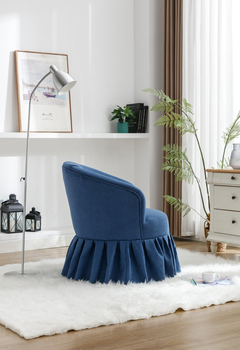 Linen Fabric Accent Swivel Chair Auditorium Chair With Pleated Skirt For Living Room Bedroom Auditorium,Blue - Urban Living Furniture (Los Angeles, CA)