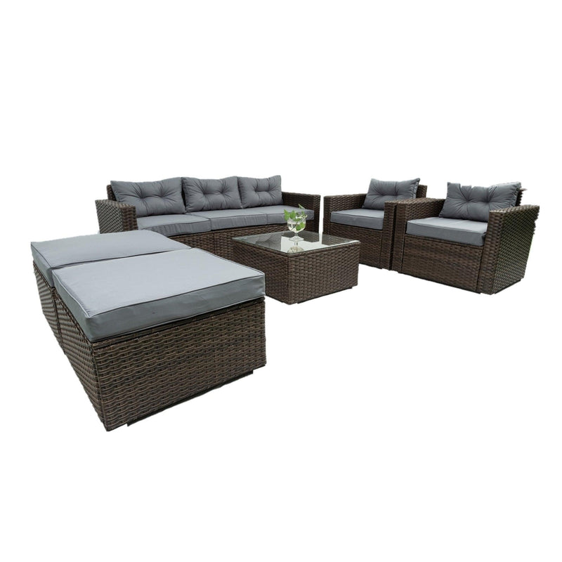 6 PCS Outdoor Patio Rattan Wicker Arrangeable Sofa Set with Removeable Cushions and Temper Glass Table Top - Urban Living Furniture (Los Angeles, CA)