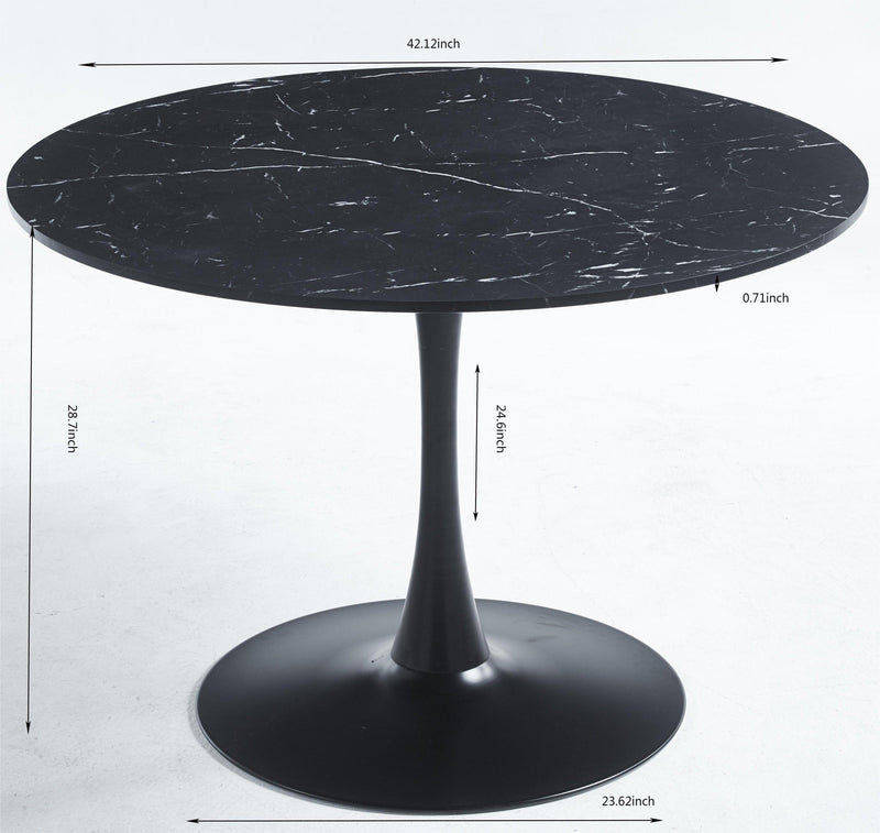 42.1"Black Tulip Table Mid-century Dining Table for 4-6 people With Round Mdf Table Top, Pedestal Dining Table, End Table Leisure Coffee Table - Urban Living Furniture (Los Angeles, CA)