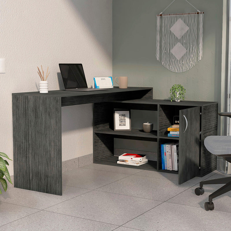 Lyncliff 1-Drawer 2-Shelf L-Shaped Office Desk Smokey Oak - Urban Living Furniture (Los Angeles, CA)