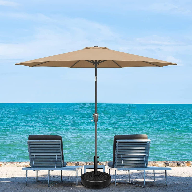 Simple Deluxe 9' Patio Umbrella Outdoor Table Market Yard Umbrella with Push Button Tilt/Crank, 8 Sturdy Ribs for Garden, Deck, Backyard, Pool, Tan - Urban Living Furniture (Los Angeles, CA)