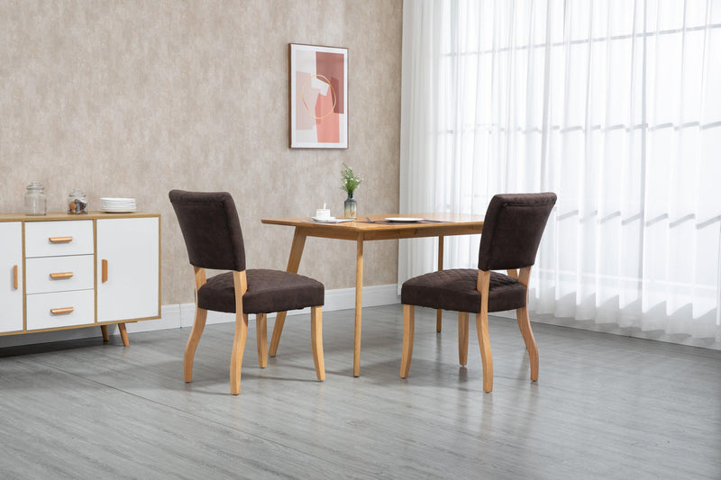 Upholstered Diamond Stitching Leathaire Dining Chair with Solid Wood Legs BROWN - Urban Living Furniture (Los Angeles, CA)